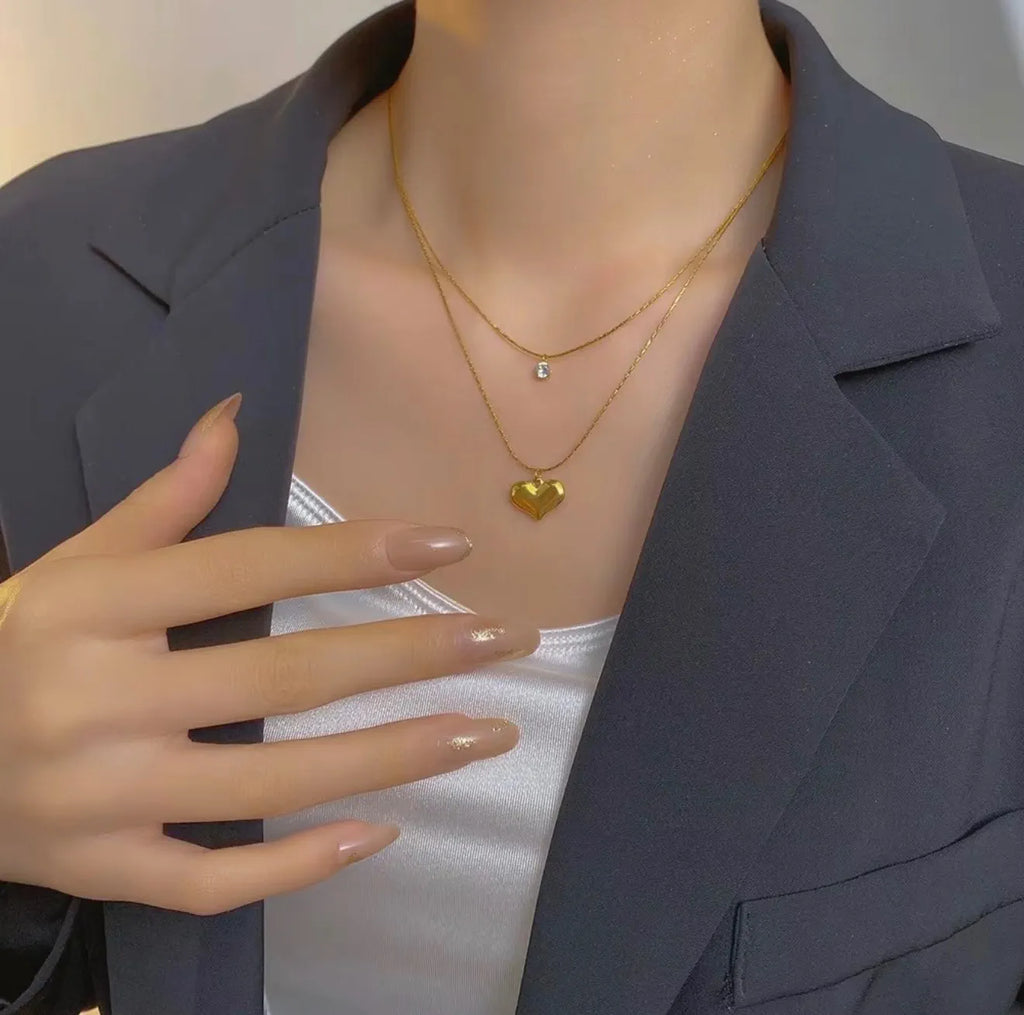 Double Layered Heart Necklace For Women
